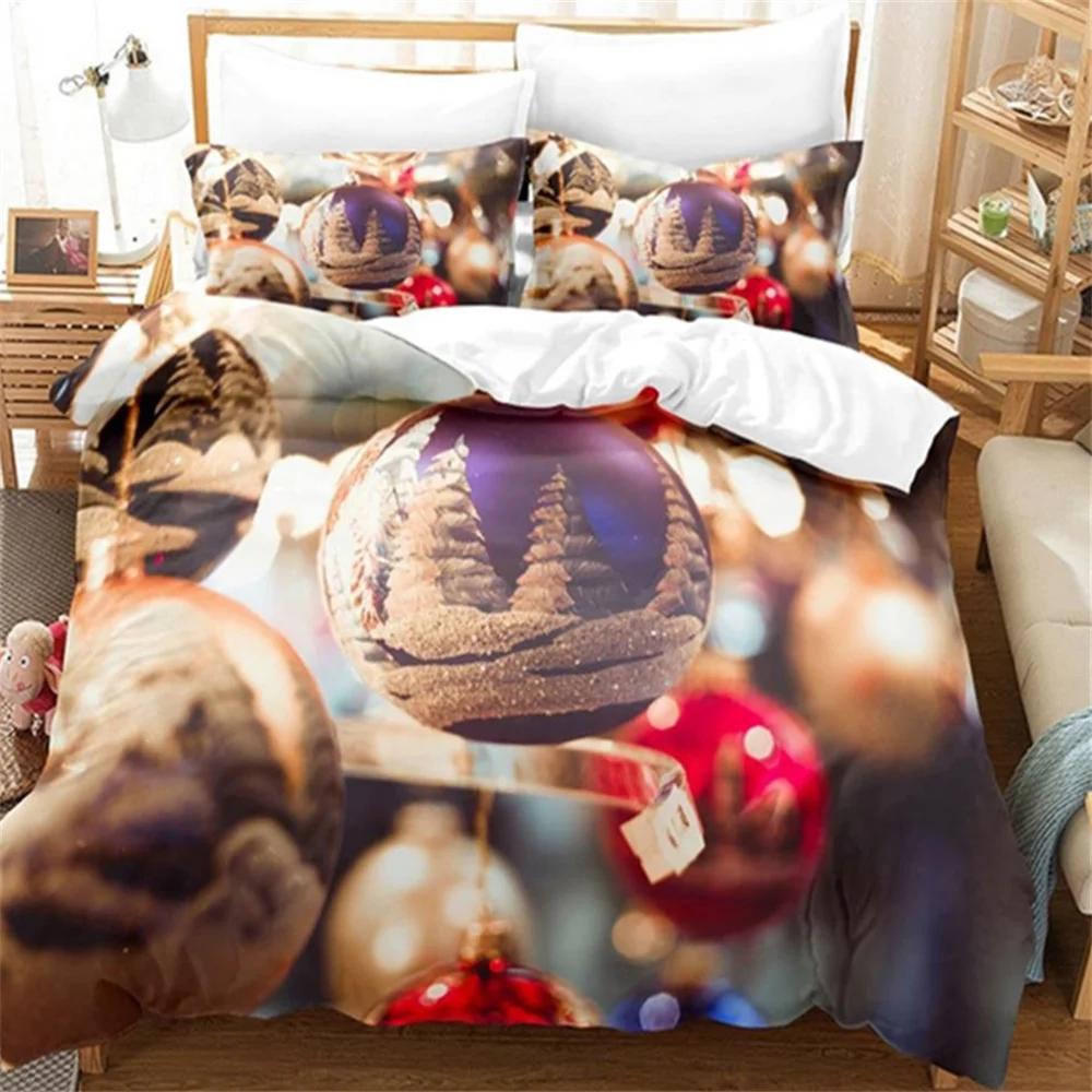 Jul Ruter God Jul Tre Dynetrekk Twin King Festival Julenissen Reinsdyr Sengetøy Sett Polyester Dyne For Voksne Hjemmedekor