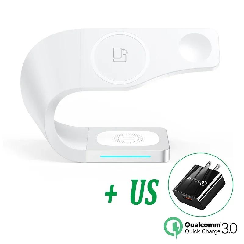 Chargeur sans fil 4 en 1 avec coque en métal pour iPhone 15 14 13 12 Station de charge rapide magnétique Support Dock pour Apple Airpods Watch