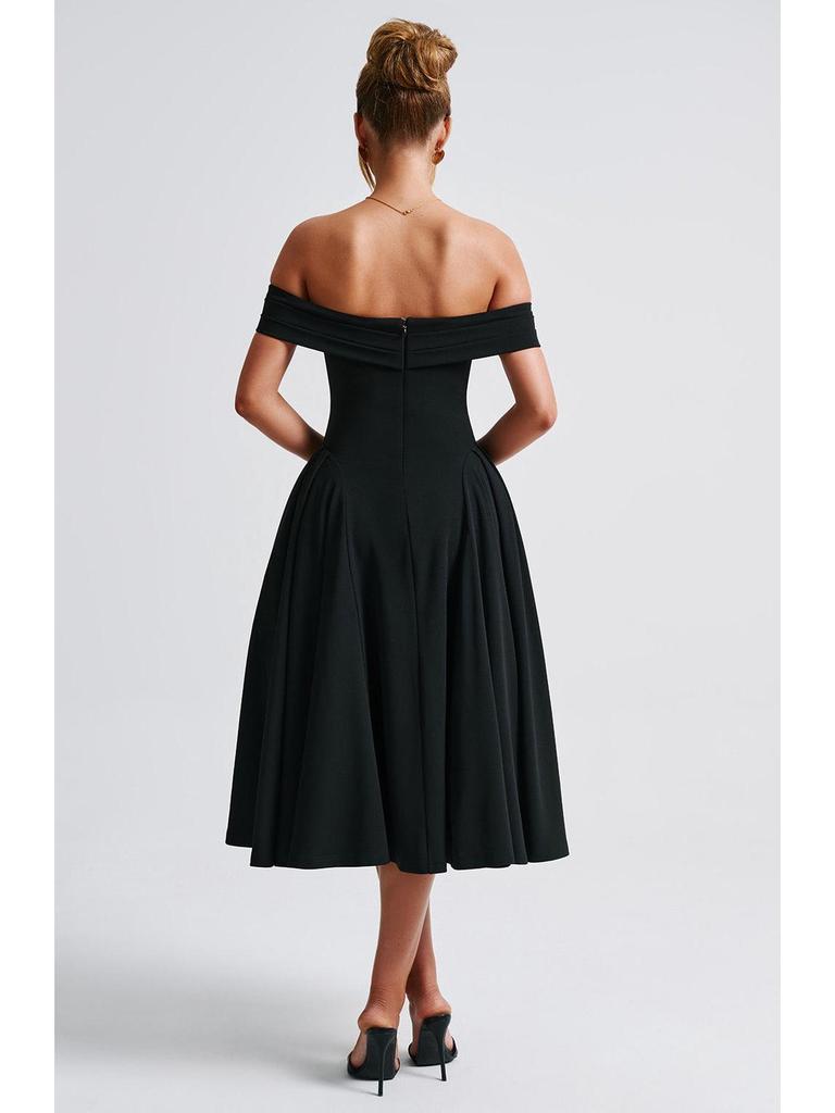 2025 Spring Fashion Solid Color Off-the-Shoulder Backless Bandeau Dress for Women