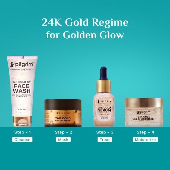 Sérum visage Pilgrim 24K Gold à la niacinamide et à l'acide hyaluronique, base de maquillage rosée pour tous types de peau, 20 ml