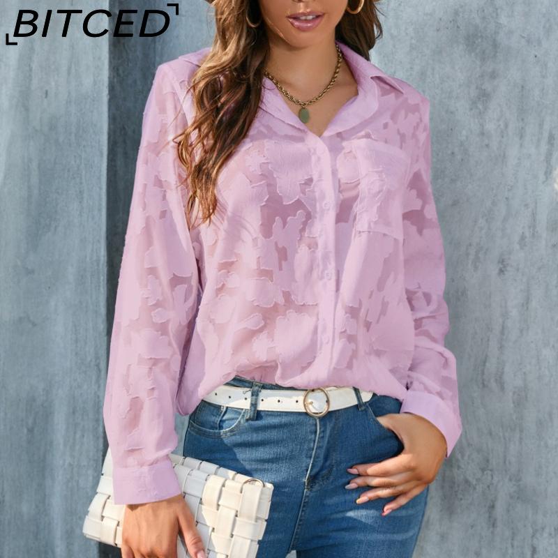 BITCED Plus Size Women's Loose-Fit Casual Chiffon Blouse