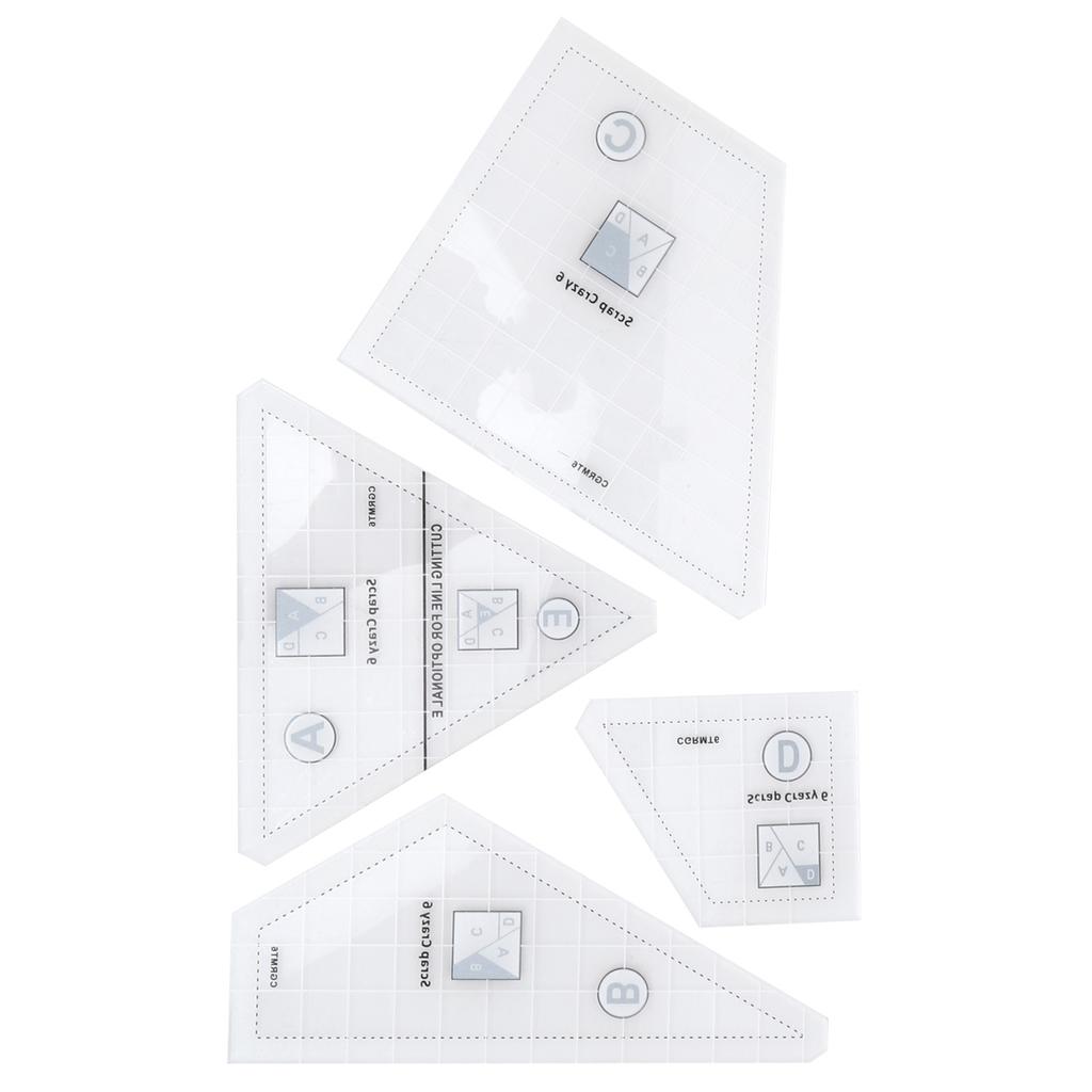 4pcs Quilting Rulers DIY Transparent Acrylic Templates Set for Craft Professional Sewing Gift