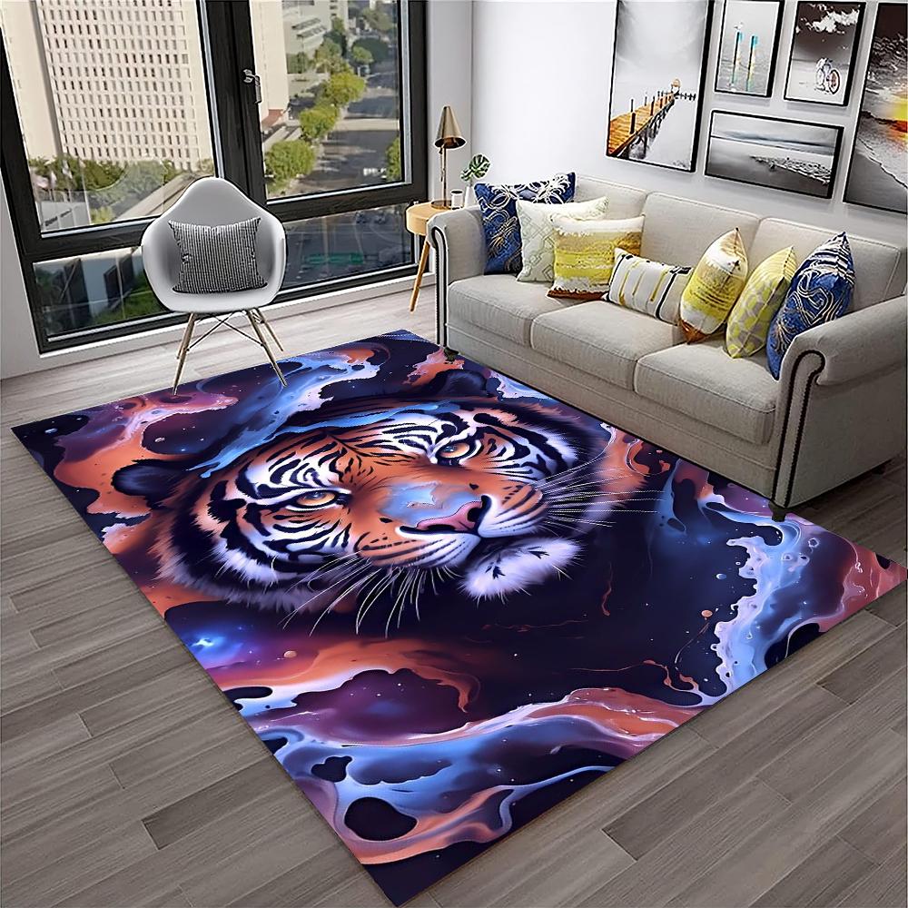 3D Dream Tiger Animal Cartoon Carpet Rug for Home Living Room Bedroom Sofa Doormat Decor,Child Play Area Rug Non-slip Floor Mat