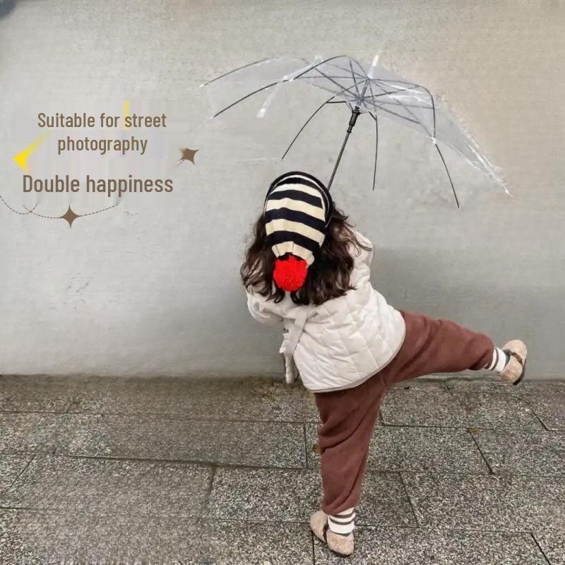 Прозрачный зонт с длинной ручкой для студентов - Одноразовый детский рекламный зонт с прямой ручкой