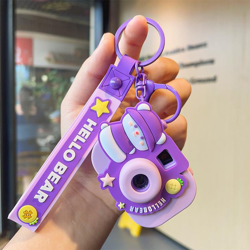 Lovely Light-up Projector Camera Keyring Decorative Cartoon Keychain Gift For All Occasions