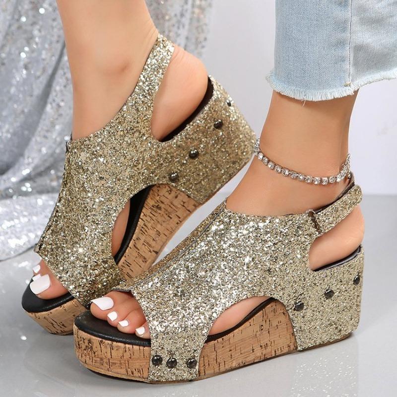 Fashion The New Casual Wedge Sandals Women Summer 2025 Fashion Elegant Non-slip Platform Heels Rubber Sole Buckle Peep Toe Roman Shoes