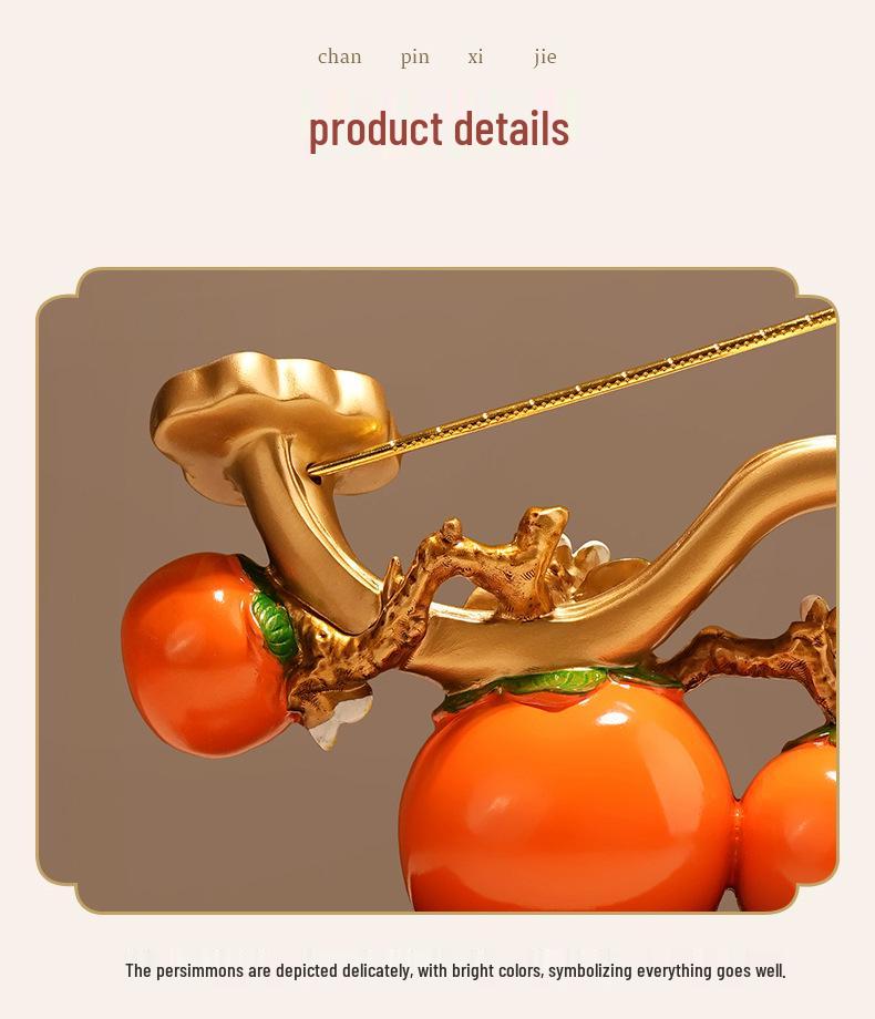 Luxury Ruyi Chinese Persimmon Ornament - Premium Living Room & Entryway Decoration, Perfect for Housewarming & Annual Gift Celebrations.
