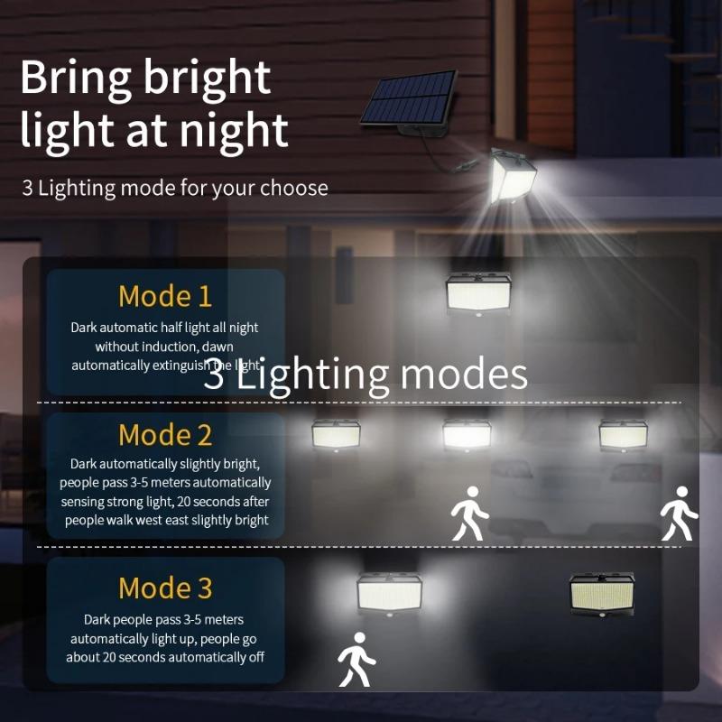 3PCS 468 LED Solar Lights Outdoor Waterproof Motion Sensor Solar Lamp 3 Side Illumination Wall Garage Garden Light Foco Led Spotlight