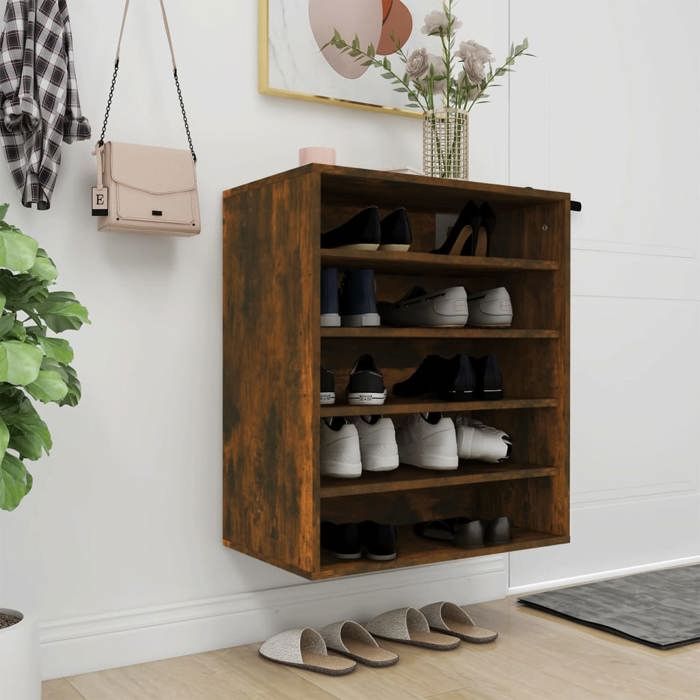 VidaXL Shoe Cabinet Smoked Oak 60x35x70 Cm Engineered Wood 816014