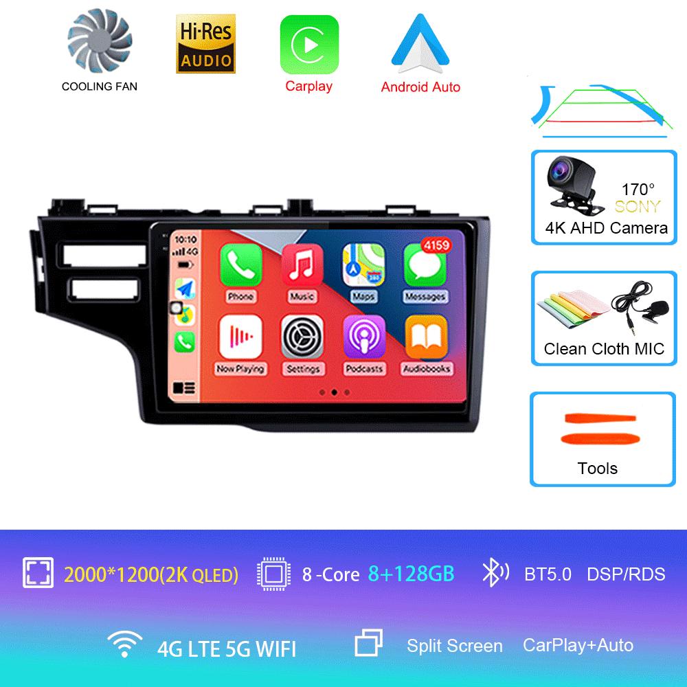 Android 14 Car Radio For Honda Jazz 3 2015 - 2020 Fit 3 GP GK 2013-2020 QLED Multimedia Player GPS Navigation BT Carplay Auto