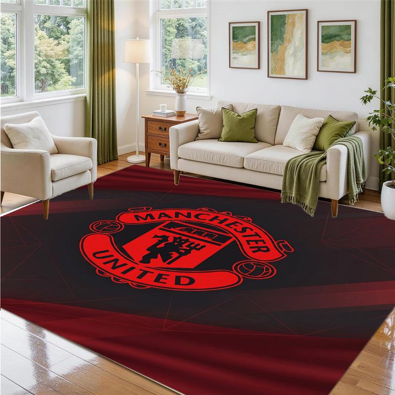 Manchester United Design Crystal Velvet Rug Soft Decorative Mat for Bedroom Entrance