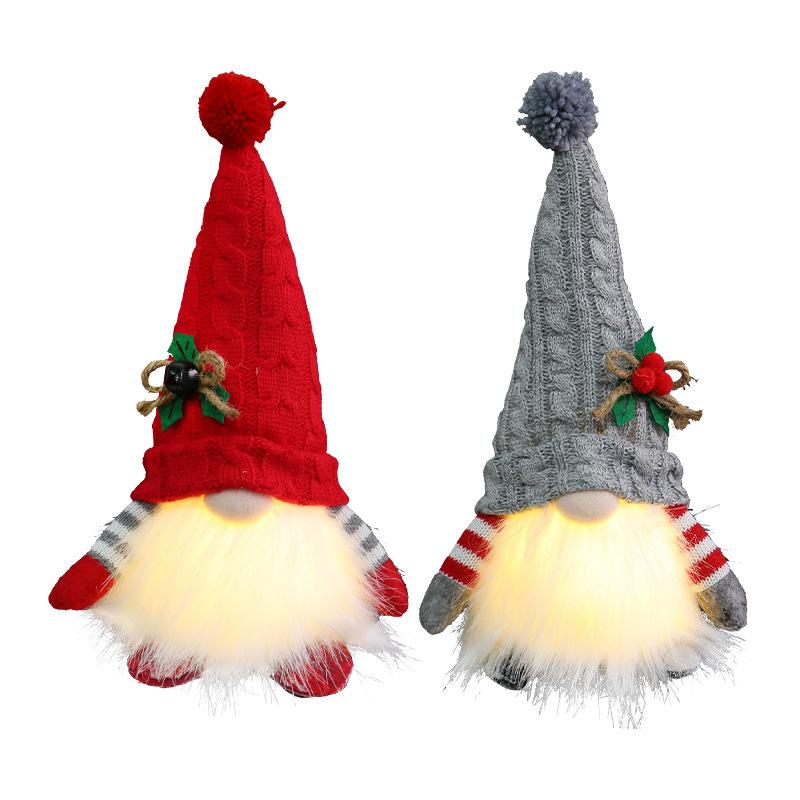 Knitted Hat With Lamp Glowing Doll Christmas Ornament Rudolph Doll Christmas Ornament Gnome Doll