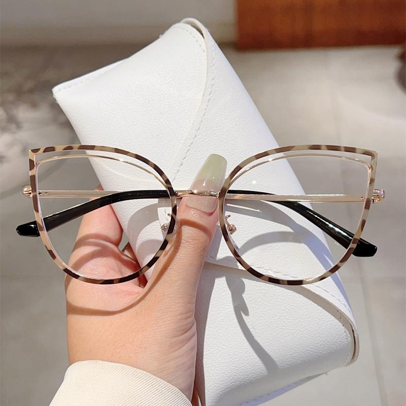 KAMMPT Fashion Retro Cat Eye Frame Trendy Ins Brand Design Korean Style Women's Glasses Non-prescription Chic Decor Eyewear