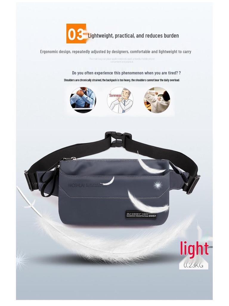 New Men's Trendy Multi-Functional Sports Waist and Chest Crossbody Bag