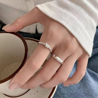 Bague Ouverte Papillon de Luxe Plaqué Argent 925 - Bijou Élégant pour Index pour Femmes