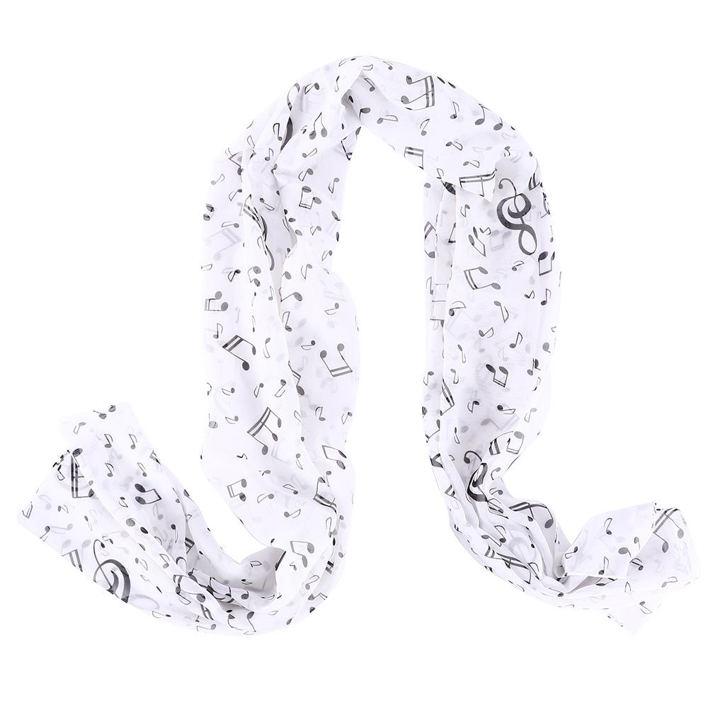 Clef Printed Women Neck Scarf Sheet Shawl Music Note Printed Scarf Muffler Chiffon Silk Scarf