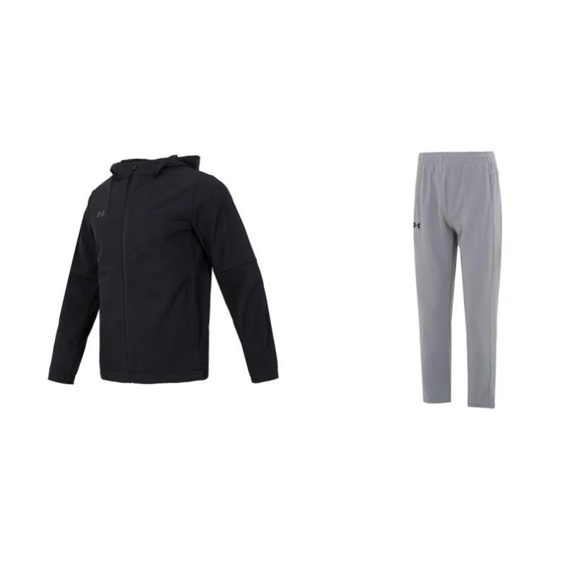 

Under Armour Versatile Solid Color Loose Fit Hooded Zip-Up Long Sleeve Mid-Waist Elastic Pants Casual Sports Set Unisex sets 24600408-001+23600703-014 M