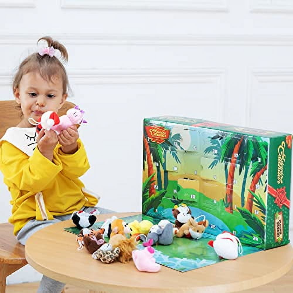 JOYFY 2025  Christmas Advent Calendar 24 Days Countdown Advent Calendar with 24 Stuffed Animals for Kids Girls Party Favors