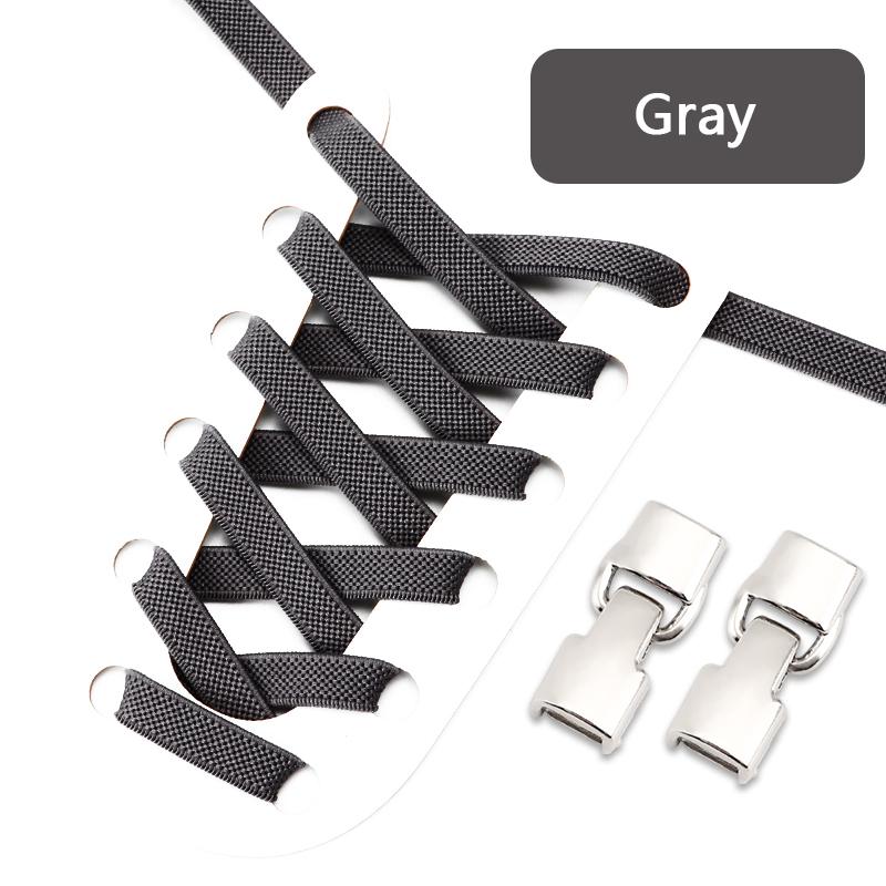 1 Pair Flat Shoelaces Metal Buckle Lock Elastic Shoe Laces Without Ties Sports Enthusiasts Lazy Shoes Lace Accessories