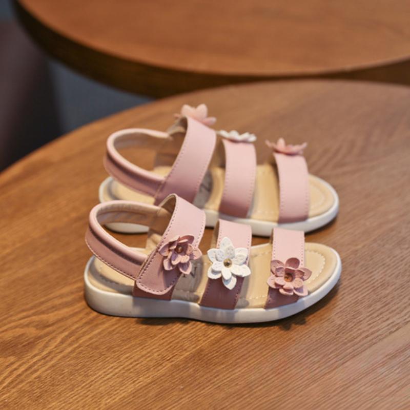 2025 Summer New Girls Sandals Flower Princess Rome Shoes