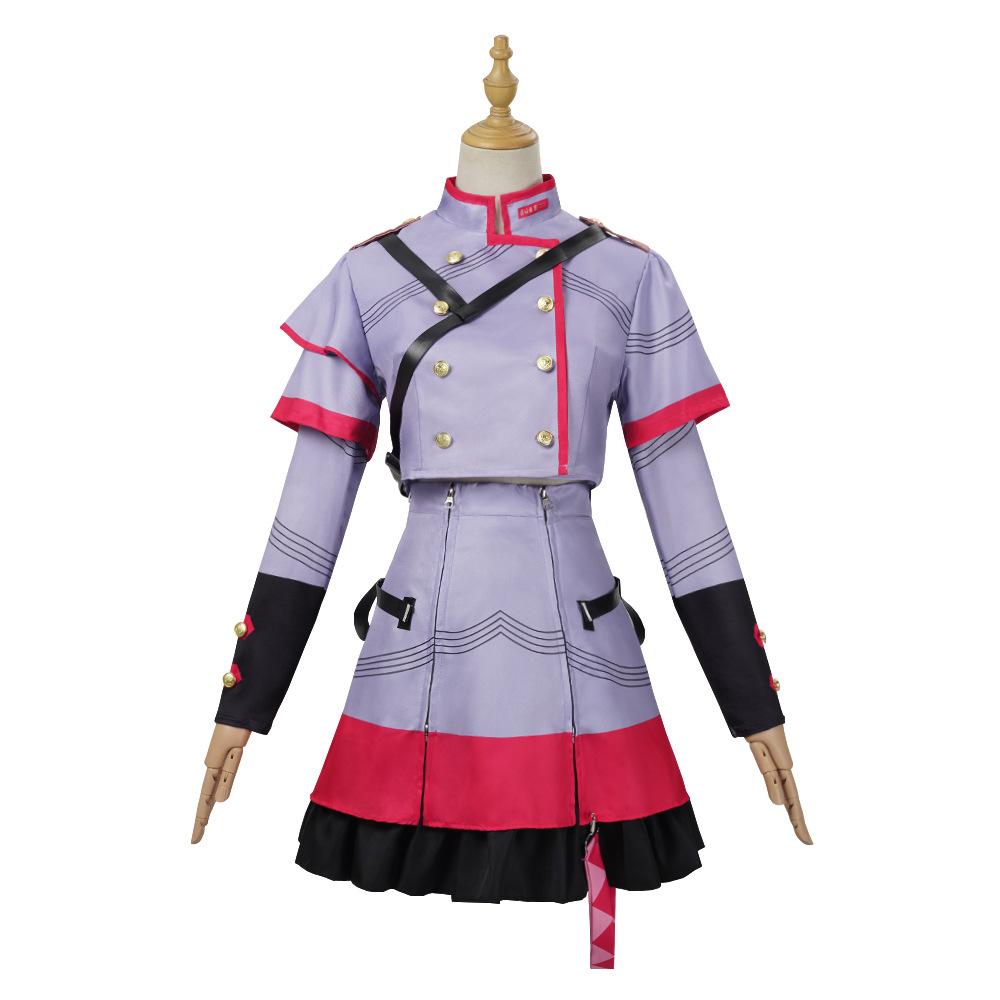 Anime Cosplay Costume Military Uniform Cosplay Costumes For Women Purple Red Full Set With Accessory Halloween Conventions