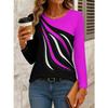Casual Long Sleeve Tops Geometric Abstract Graphic 3D Printed T-shirts Round Neck Fall Winter Streetwear Pullover
