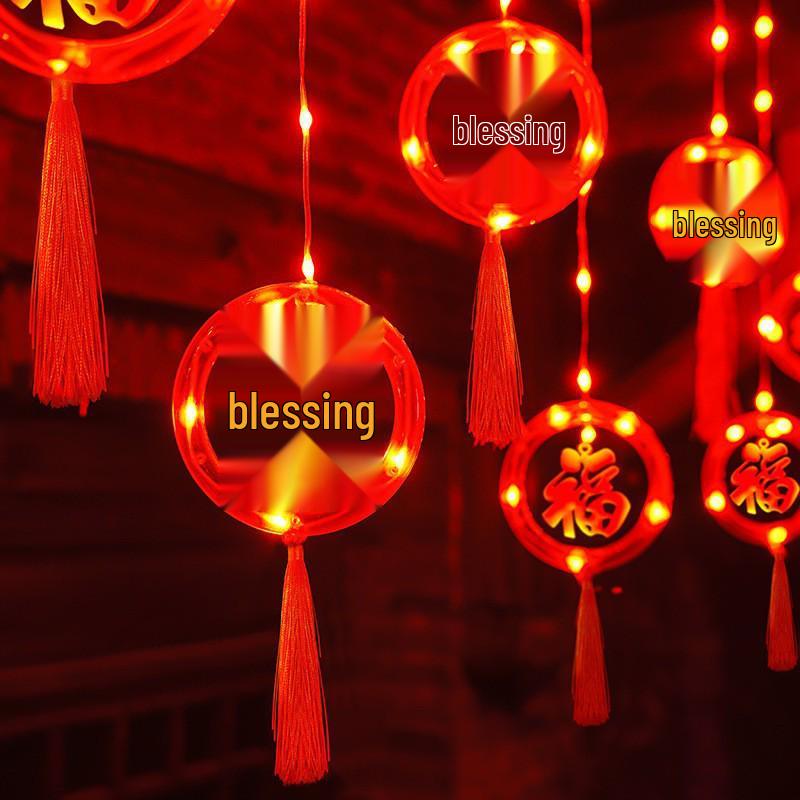 Red Lantern Curtain String Lights for New Year and Spring Festival - Perfect for Bedroom, Shop, Supermarket, Window, Balcony, or Door Decorations