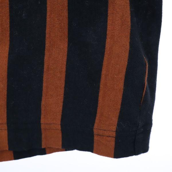 SHAREEF made in Japan stripe Short sleeve T-shirt 1 Black x tea Men's Used