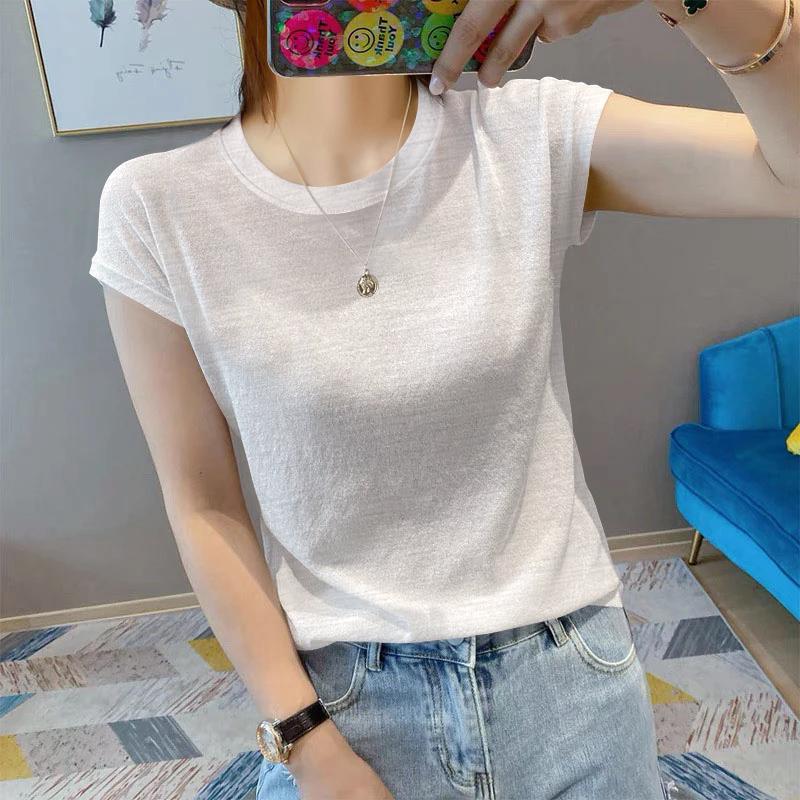 Women's Bamboo Cotton Ruffle-Sleeve T-Shirt - Summer 2025 Round Neck Breathable Top