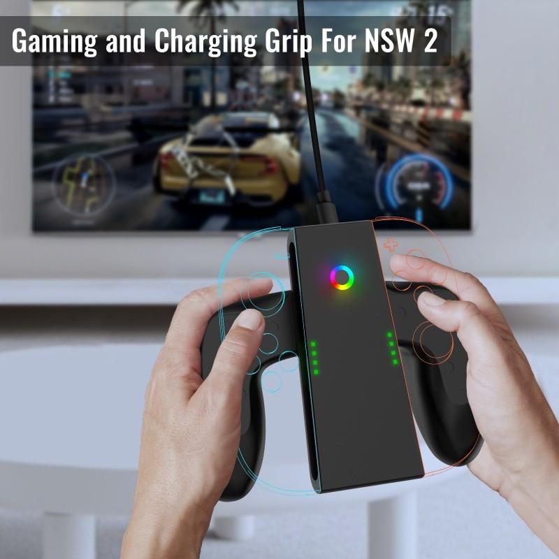 Charging Grip for Switch 2 JoyCon Multi-Function Handle Holder Type-C Charging Dock Grip Adapter for NS Switch2 Accessories