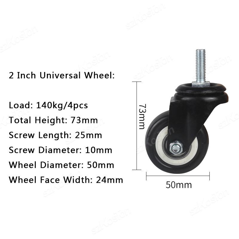 1Pcs Furniture Caster Heavy Duty 1.1/1 Inch 161 Rotatable M8 M11 Threaded Stem Swivel Castor Wheels with Brake Trolley Platform