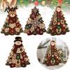 Wooden Holiday Party Decor Quilted Christmas Tree Table Sign, 2D Flat Fabric Patchwork Pattern Desktop Reusable Xmas Sign Ornament, Rustic Farmhouse