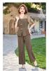 2026 Summer Outfit: Stylish Short-Sleeve Two-Piece Set for Middle-Aged and Elderly Women, Casually Elegant Chinese Style.