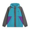 Li Ning Minimalist Color Block Hooded Loose Versatile Zipper Windbreaker Men Outerwear Reef-Blue Coal-Gray AFDVE63-5