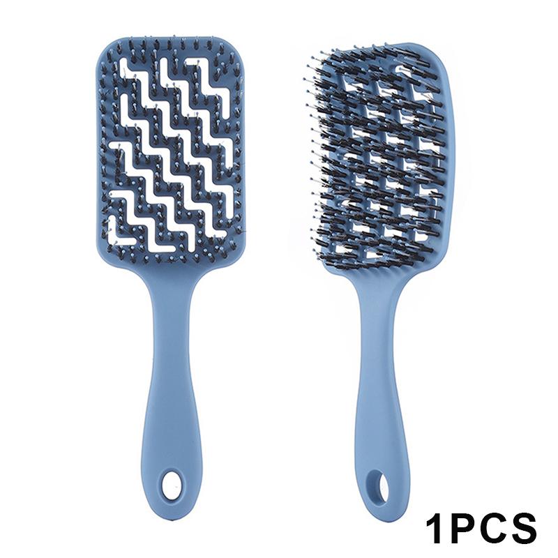

1Pcs Boar Bristle Detangling Hair Comb Hollow Out Hair Brush Anti-Static Scalp Massage Hairbrush Salon Styling Tools For Gifting синій