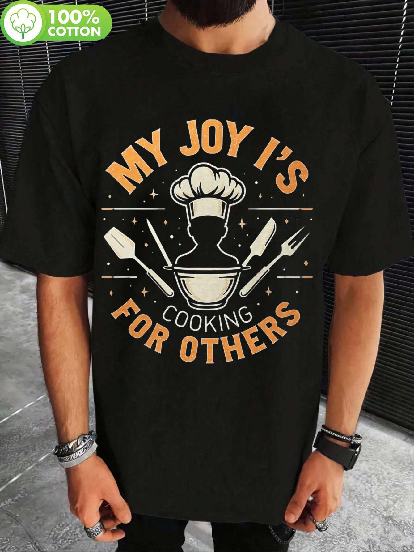 

1-Pack Cooking Joy for Others 29XKL Retro Graphic Print T-shirt - 180g 100% Cotton Crew Neck Short Sleeve S