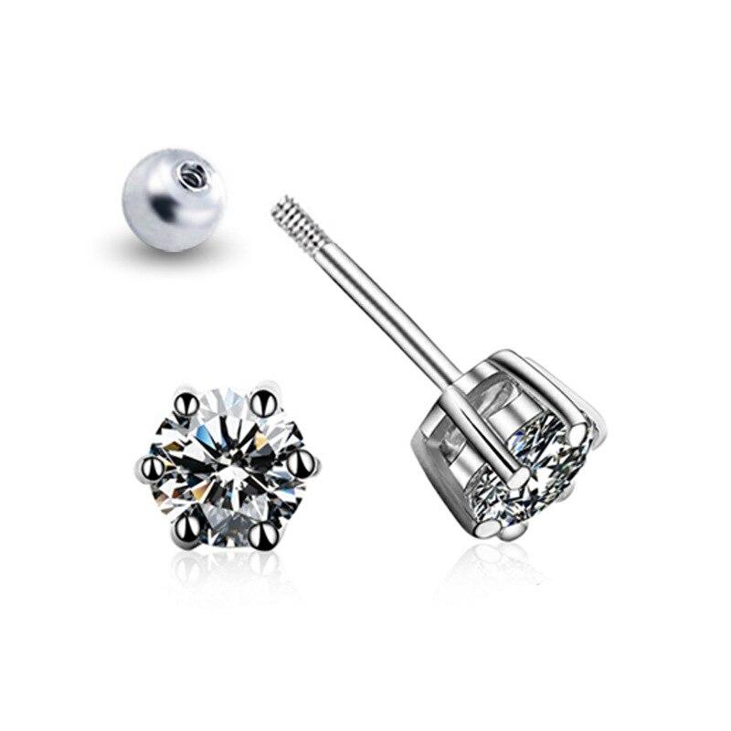 8mm (Each 2ct )Moissanite Earrings Screw Stud Sterling Silver D Vvs1 Lab Diamond With Classic 6 Claws Round Ear Studs For Women