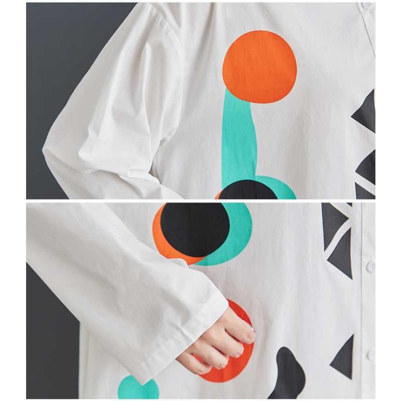 New Loose Large Size Printing Splicing Casual Simple Sweet Long-sleeved Dresses