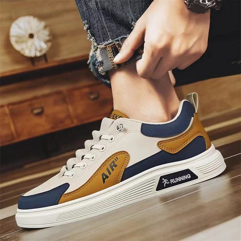 Pánské ležérní boty prodyšné bílé kožené ploché nazouvací módní boty pro řízení, chůzi, skateboarding, tenisky pro muže