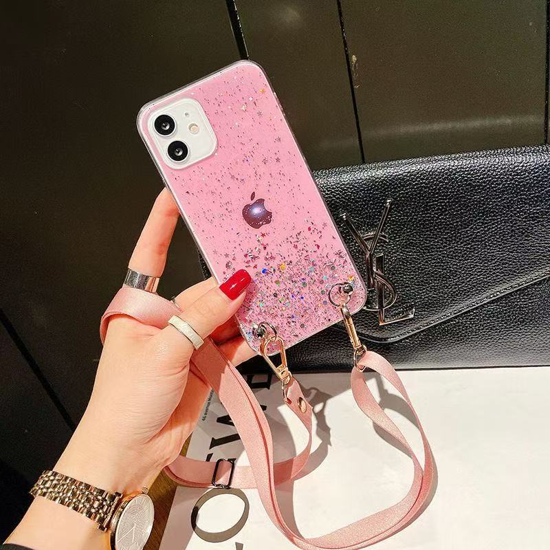 Epoxy Starry Sky Apple Model 13 13PRO 13PROMAX Mobile Phone with Lanyard TPU Soft Case New