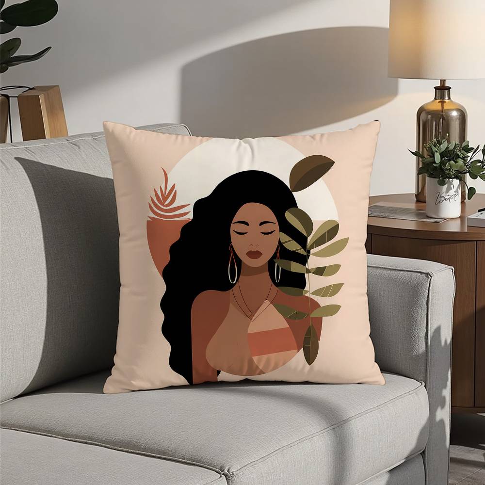 African Women Pillow Case 3D Print Polyester Fiber 40*40cm Home Sofa Throw Decoration Festival Gift