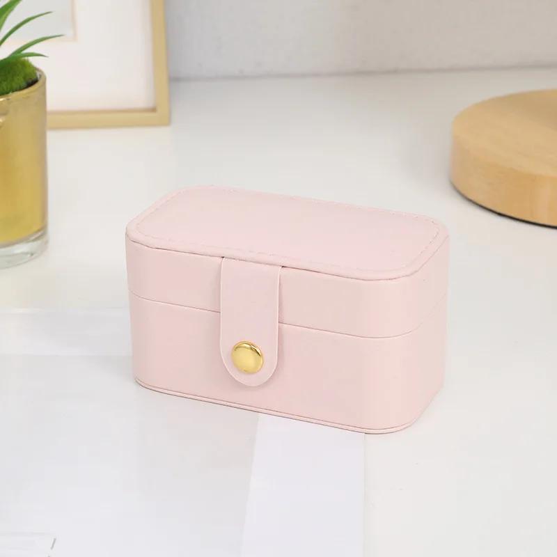 

Jewelry Box Portable and Compact Business Travel Storage Box Exquisite Travel Double Layer Desktop Jewelry Box розовый