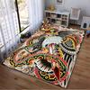 Bold Eagle and Snake Tattoo Style Carpet with Vibrant Colors and Patterns Suitable for Use As an Anti-slip for Living Room Bedroom Sofas
