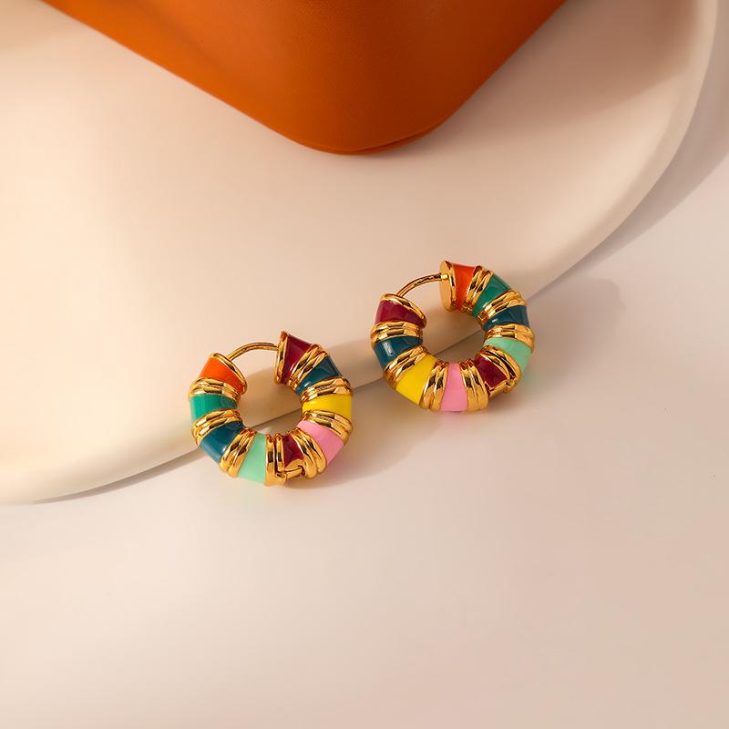 European & American Retro Colorful Enamel Drop Earrings – Niche Design, Fashionable Macaron-Inspired Ear Jewelry