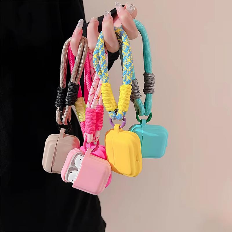 Cute Simple Cover For Apple Airpods Pro 3 2 Case With Smile Lanyard Earpods Soft Cover For Air Pods 4 3 Pro 2 1 Silicone Protective Case