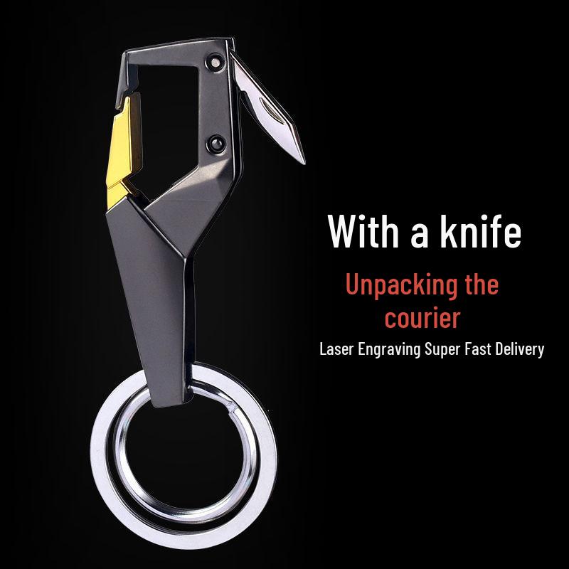 Men's Titanium Alloy Key Chain Pendant with Stainless Steel Ring