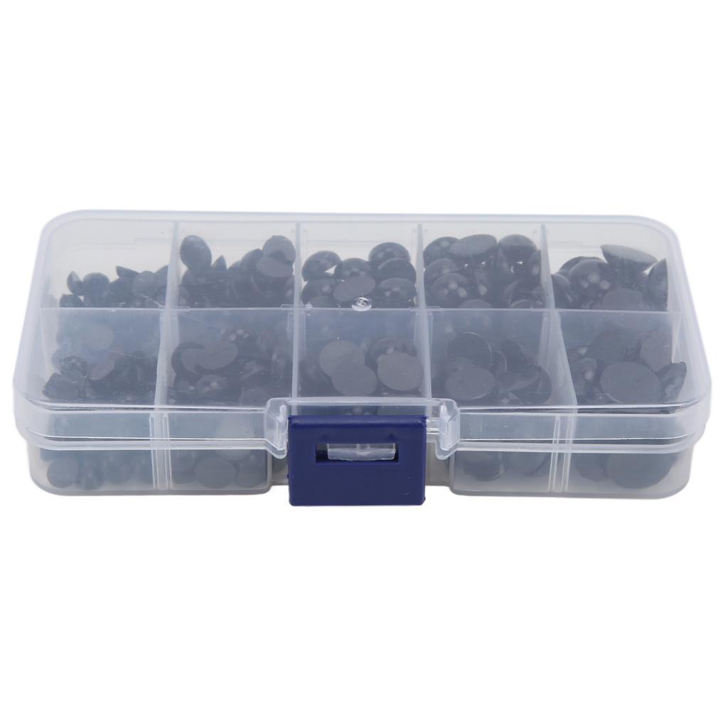 360Pcs Black Round Doll Eyes Multi Sizes Convenient Resin Flat Back Durable Sturdy Toy Eyes