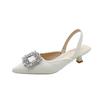 Baotou sandals female 2025 new fairy wind French gentle rhinestone pointed back strap thick heel single shoes