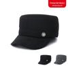 Men's Woolen Flat Top Hat with Ear Protection - Autumn/Winter Windproof Solid Color Baseball Cap