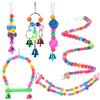 5/6pcs Parrot Bird Toy Set Hanging Cage Swing Rainbow Bridge Toy Bird Supplies